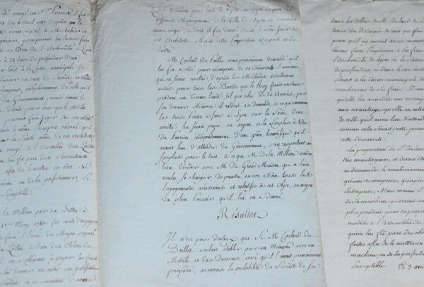 2 manuscrits de l'architecte Perronet sur la construction du Pont de l'Archevêché à Lyon