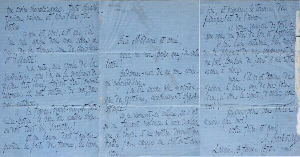 Exceptionnelle lettre de Barbès, l'année de sa mort, sur ses combats et le droit des femmes