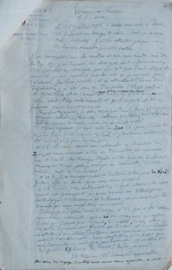 Journal de voyage dans la Russie stalinienne, en 1936