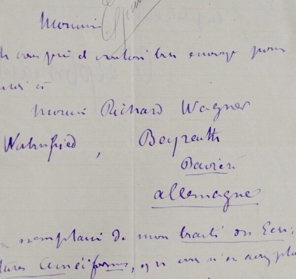 Arthur de Gobineau envoie à Richard Wagner son Traité des écritures cunéiformes