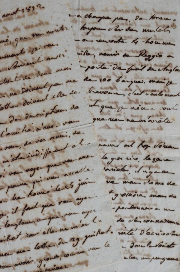 Longue lettre d'Aubin Louis Millin de Grandmaison, écrite de Naples en 1812