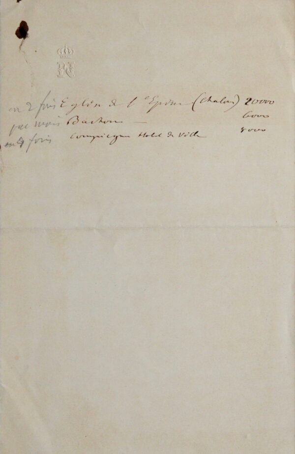 Napoléon III octroie des fonds à Compiègne et Chalons