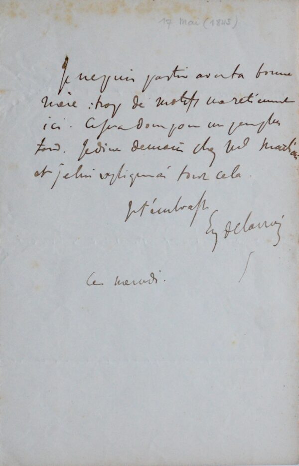 Lettre de Delacroix à Maurice Sand évoquant George Sand