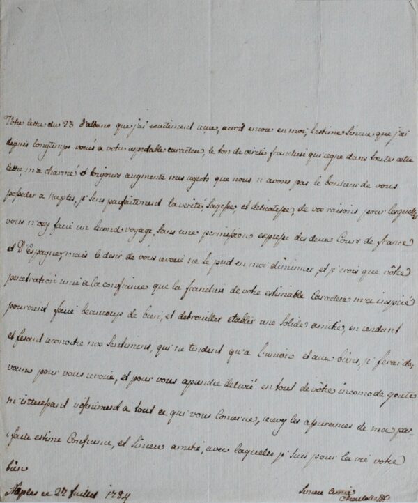 Belle et tendre lettre de Marie-Caroline d'Autriche, reine de Naples et soeur de Marie-Antoinette