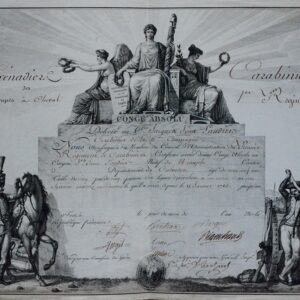 Magnifique diplôme révolutionnaire gravé à partir du dessin de Carle Vernet, signé par le général d'Hautpoul