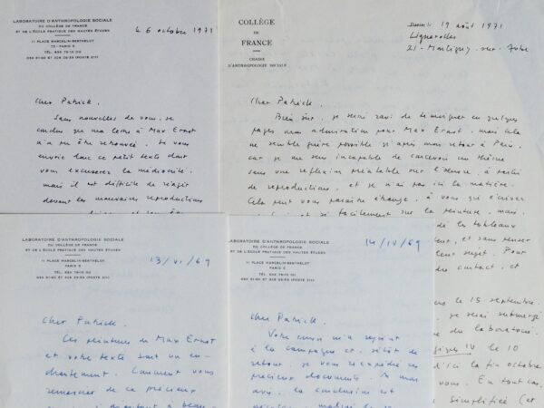 4 lettres de Claude Lévi-Strauss sur son admiration pour Max Ernst