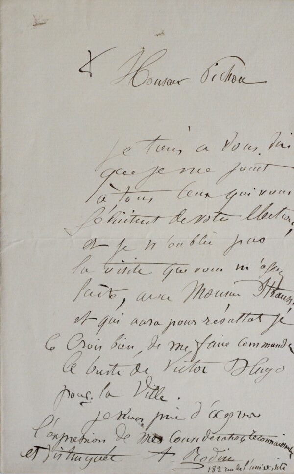La ville de Paris commande un buste de Victor Hugo à Auguste Rodin