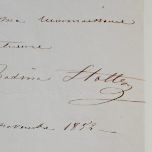 Lettre de la cantatrice Rosine Stoltz écrite lors de sa tournée à Rio