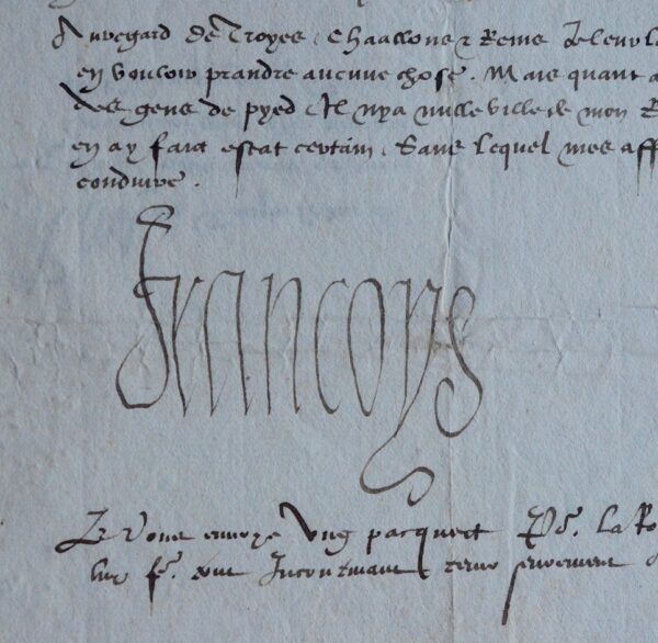 Superbe lettre de François Ier au duc de Guise