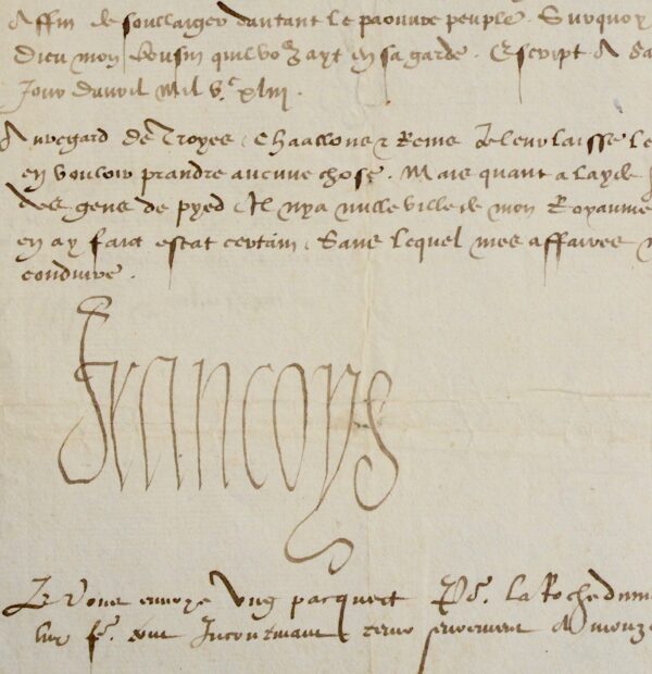 Superbe lettre de François Ier au duc de Guise