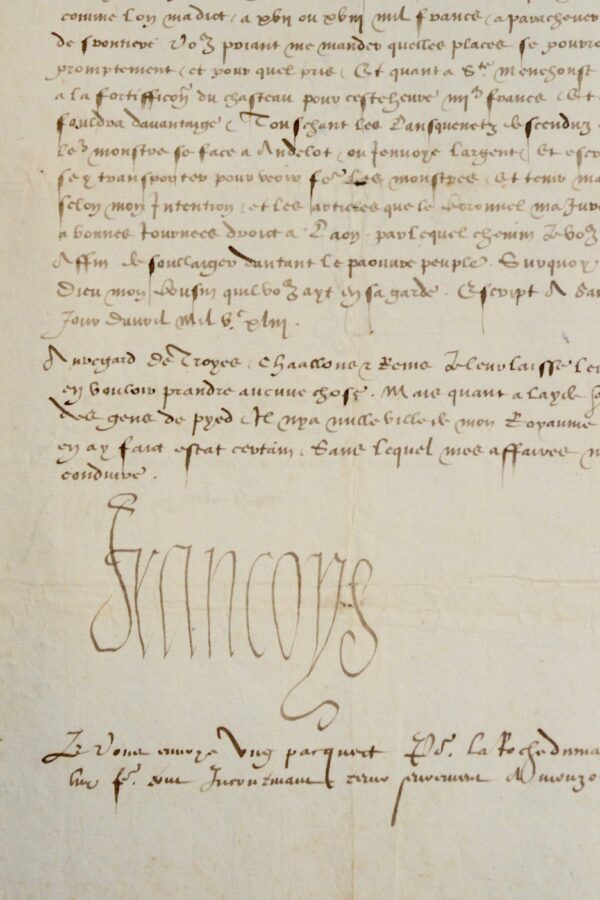 Superbe lettre de François Ier au duc de Guise