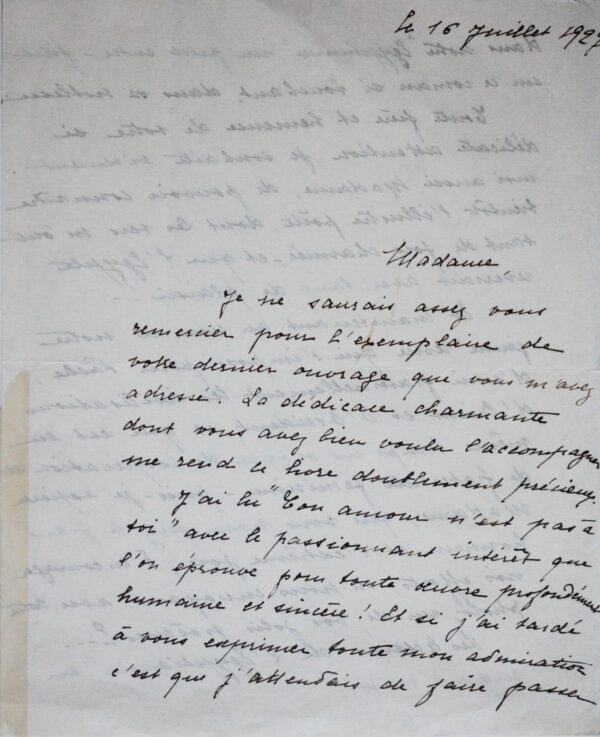 Lettre de la féministe égyptienne Céza Nabaraoui à Jane Catulle-Mendès