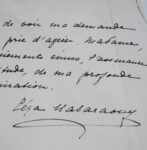 Lettre de la féministe égyptienne Céza Nabaraoui à Jane Catulle-Mendès