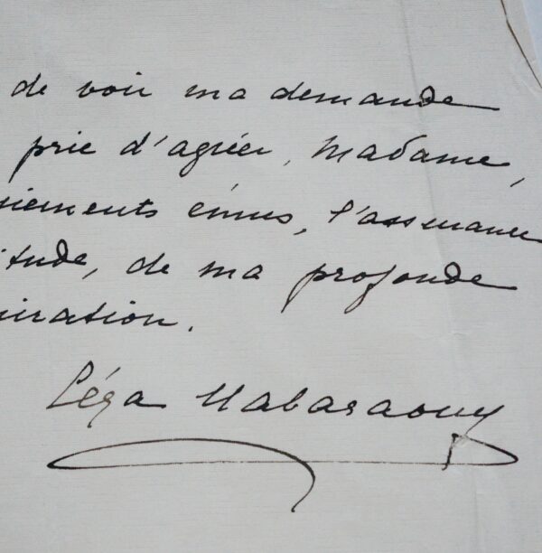 Lettre de la féministe égyptienne Céza Nabaraoui à Jane Catulle-Mendès