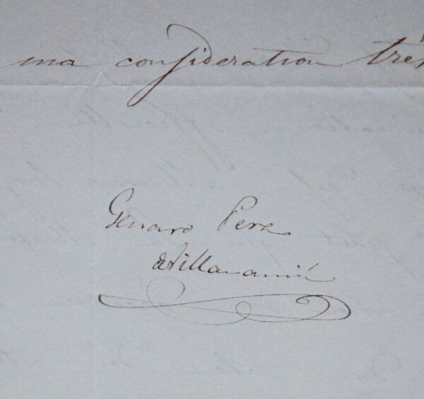 Deux lettres du peintre et lithographe espagnol Genaro Pérez de Villaamil
