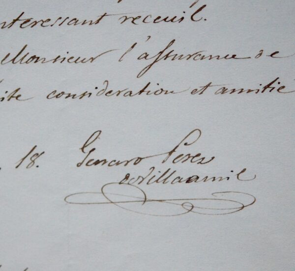 Deux lettres du peintre et lithographe espagnol Genaro Pérez de Villaamil