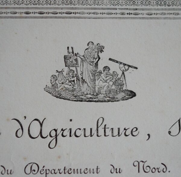 Diplôme de 1823 de la Société centrale d'Agriculture, Sciences et Arts du Nord