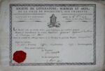 1824 : diplôme de la Société de littérature, sciences, et arts, Rochefort sur Charente