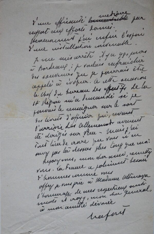 Lettre du général Joseph Lafont, chef du Scoutisme Français