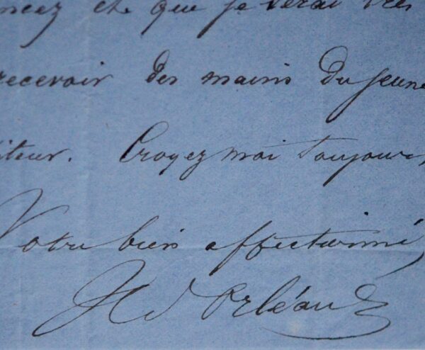 Lettre du duc d'Aumale, relative à la bibliophilie