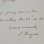 Petit billet du poète anglais Samuel Rogers