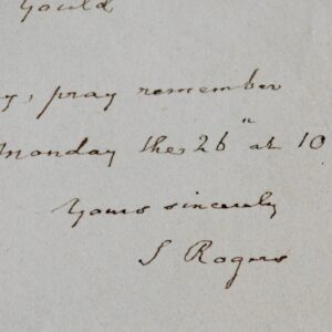 Petit billet du poète anglais Samuel Rogers