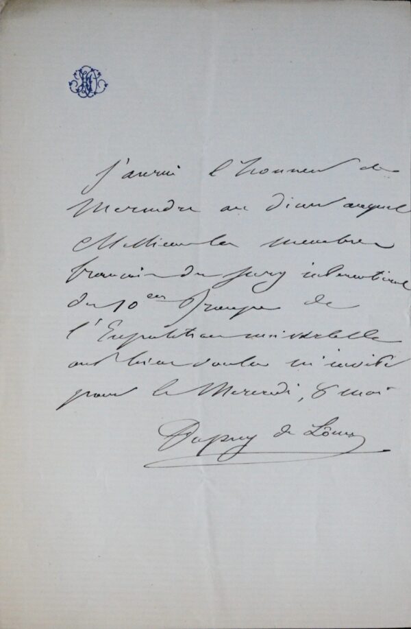 Henri Dupuy de Lôme dîne avec le jury de l'Exposition universelle