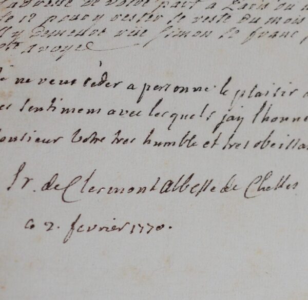 Lettre de l'Abbesse de Chelles, Anne de Clermont-Gessan