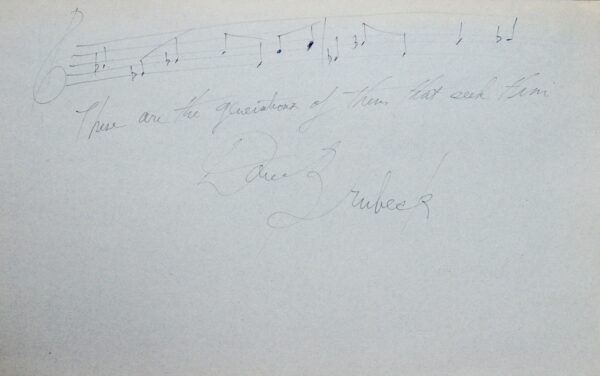 Grande portée musicale signée du jazzman Dave Brubeck