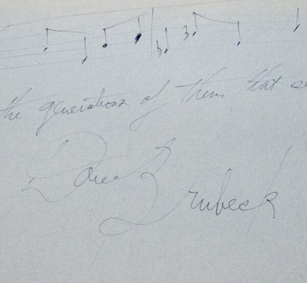 Grande portée musicale signée du jazzman Dave Brubeck