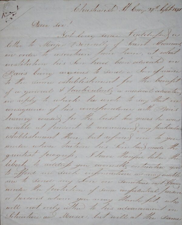 Le Dr Jarvis Roebuck, des îles Vierges, confie l'éducation de son fils au violoniste Pierre Baillot