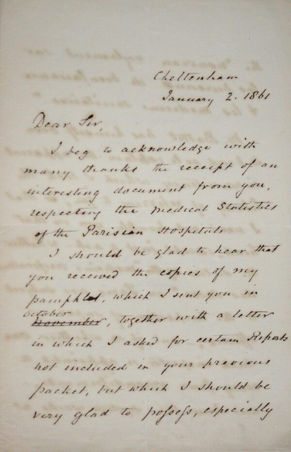 Lettre d'Henry Wyldbore Ramsey, spécialiste de la santé publique anglais