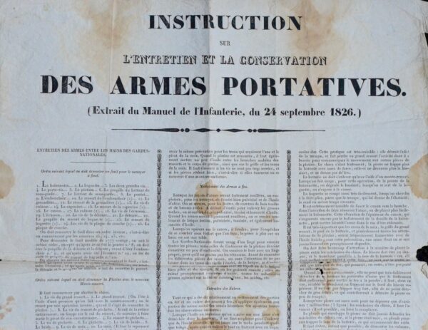 Affiche "Instructions sur l'entretien et la conservation des armes portatives"