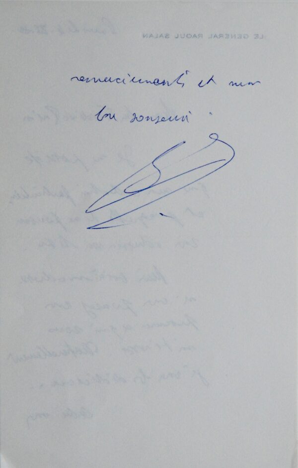 Le général Raoul Salan promet de dédicacer son livre