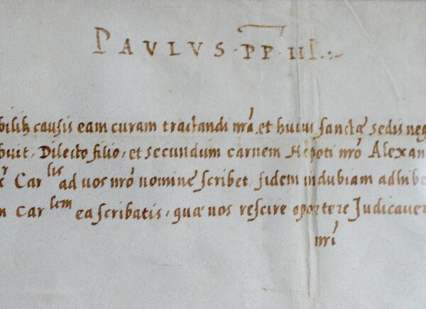 Rare lettre du Pape Paul III (Alexandre Farnèse) au sujet du cardinal Farnèse