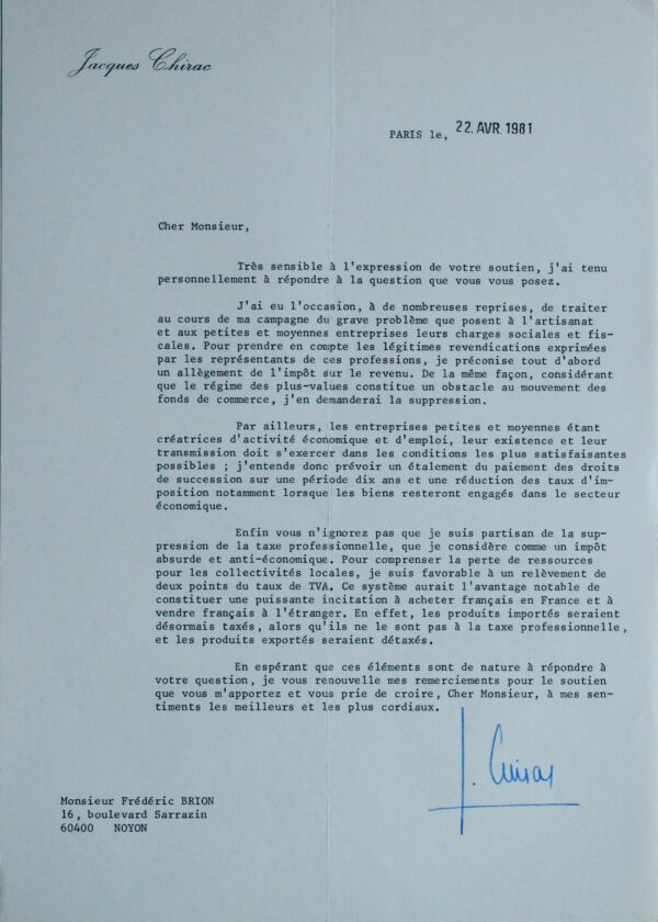 A quatre jours de l'élection présidentielle, Chirac expose son programme économique