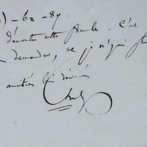 Lettre scientifique de Michel Chasles, à propos de formules mathématiques de Julius Plücker