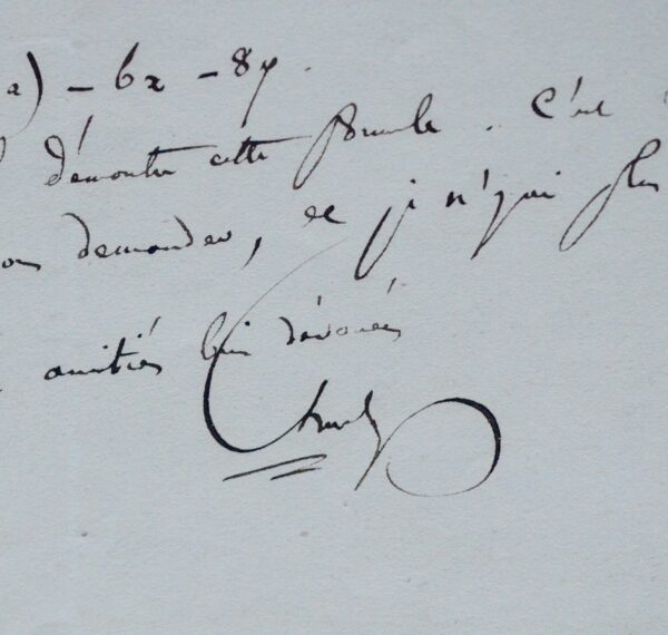 Lettre scientifique de Michel Chasles, à propos de formules mathématiques de Julius Plücker