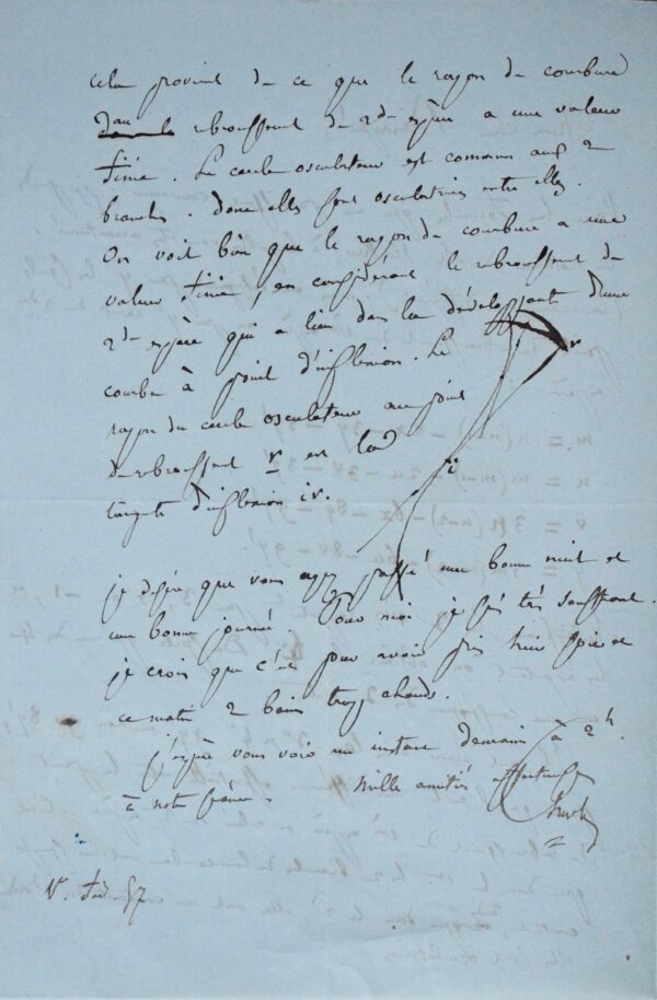 Démonstration mathématique de Michel Chasles, avec croquis