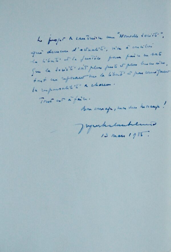 Réflexion de Chaban-Delmas sur une société nouvelle basée sur la liberté et la justice