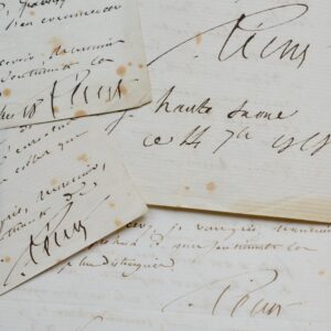 Ensemble de 4 lettres du médecin Lélut relatives à la réédition de son ouvrage sur la phrénologie