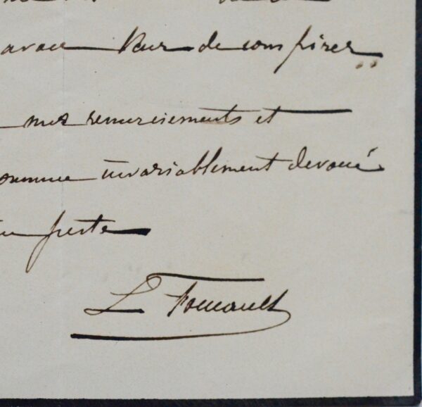 Belle lettre de Léon Foucault sur le télescope de 80 cm commandé à Georges Bontemps