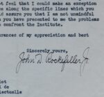 Lettre de John D. Rockefeller à Edouard Herriot sur l'Institut International de Coopération Intellectuelle