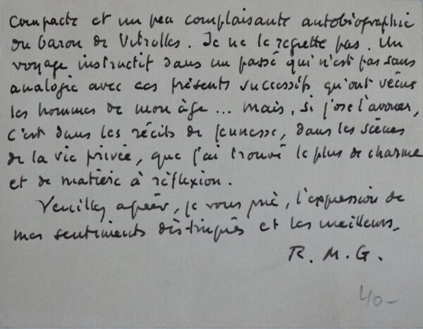 Roger Martin du Gard plonge dans les Mémoires du baron de Vitrolles