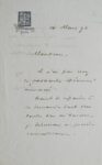 Lettre d'Alfred Bovet, le plus grand collectionneur d'autographes du XIXe s.