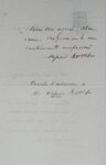 Lettre d'Alfred Bovet, le plus grand collectionneur d'autographes du XIXe s.