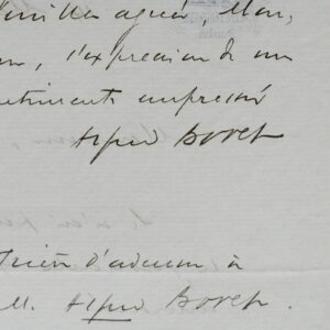 Lettre d'Alfred Bovet, le plus grand collectionneur d'autographes du XIXe s.