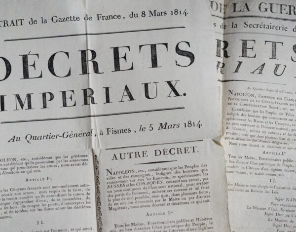Peu avant d'abdiquer, Napoléon enjoint le Peuple à faire la guerre et condamne les Russes