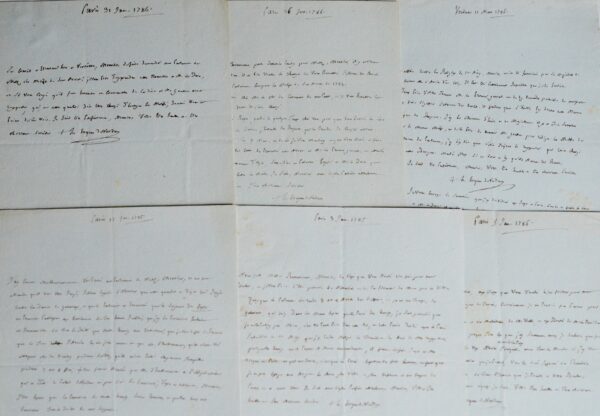 Ensemble de six lettres de d'évêque de Verdun, Henri-Louis-René Des Nos