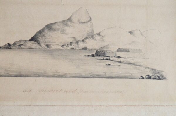 Feuillet du journal de bord de la corvette hollandaise Boreas, avec dessin de la baie de Rio de Janeiro